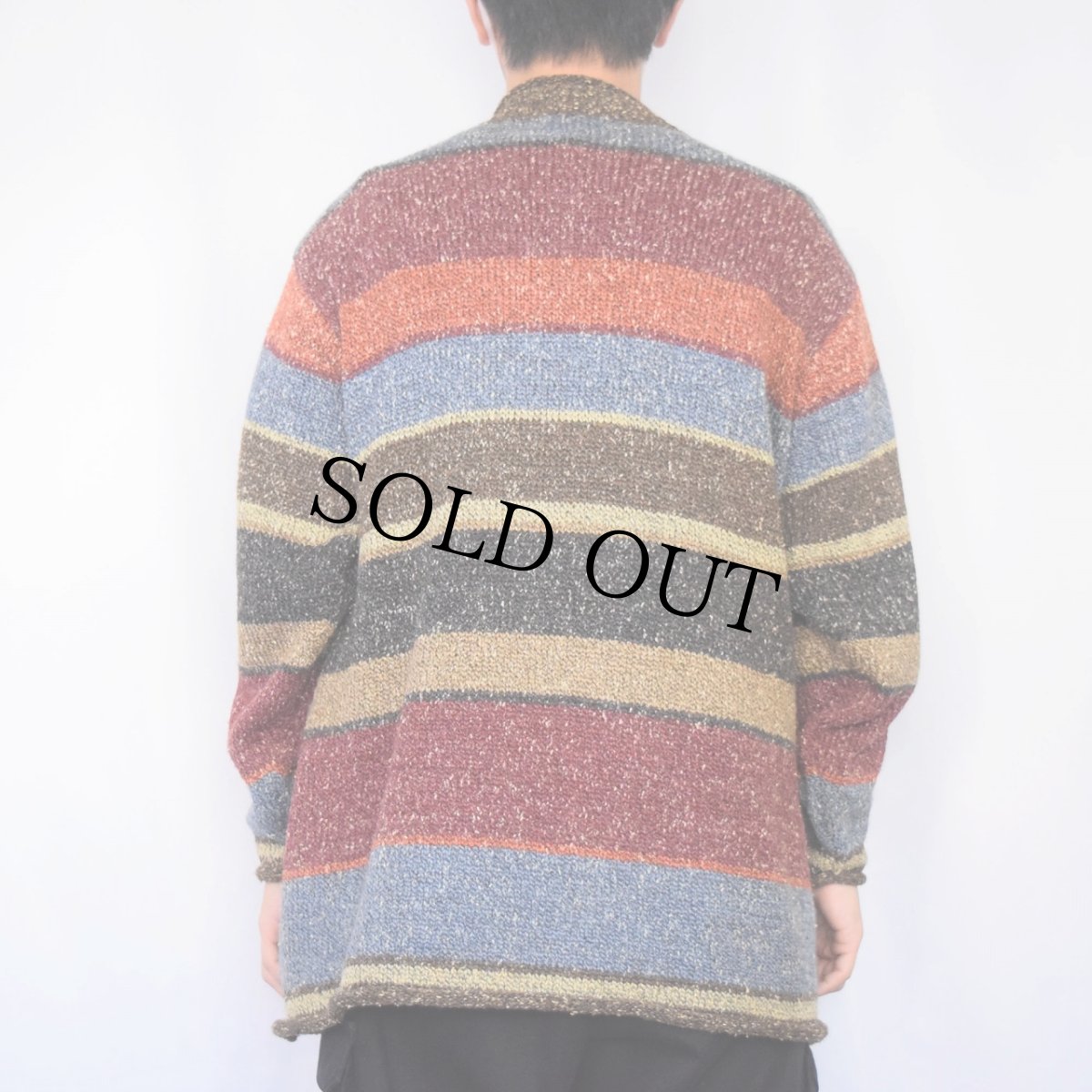 画像3: 90's ST JOHN'S BAY マルチボーダー柄 ロールネック アクリルニットセーター XL (3)