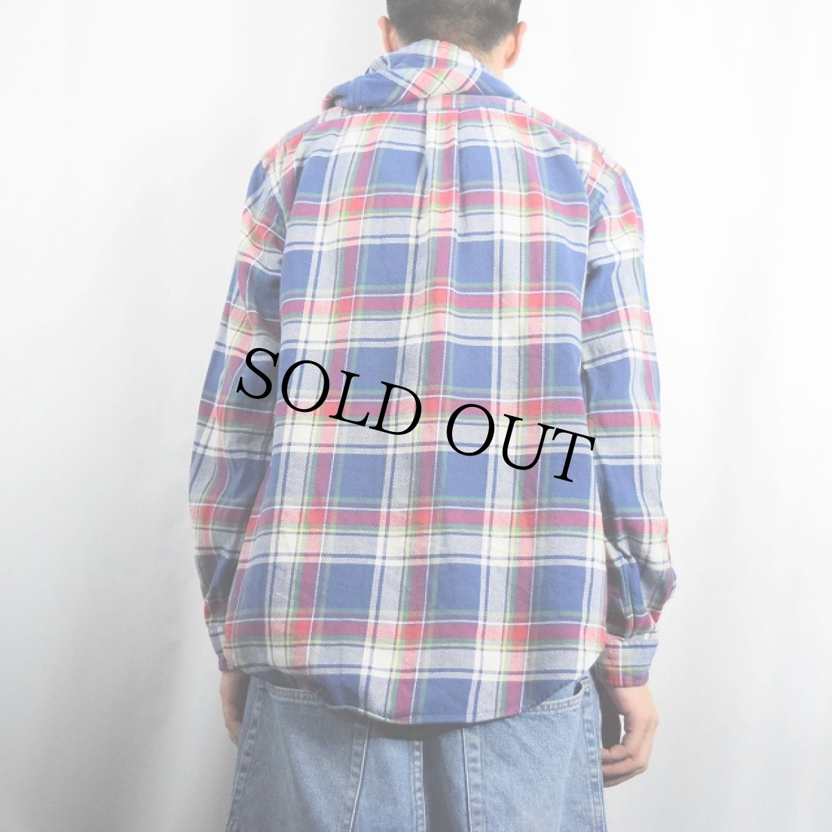 画像3: POLO Ralph Lauren チェック柄 フード付きネルシャツ M (3)