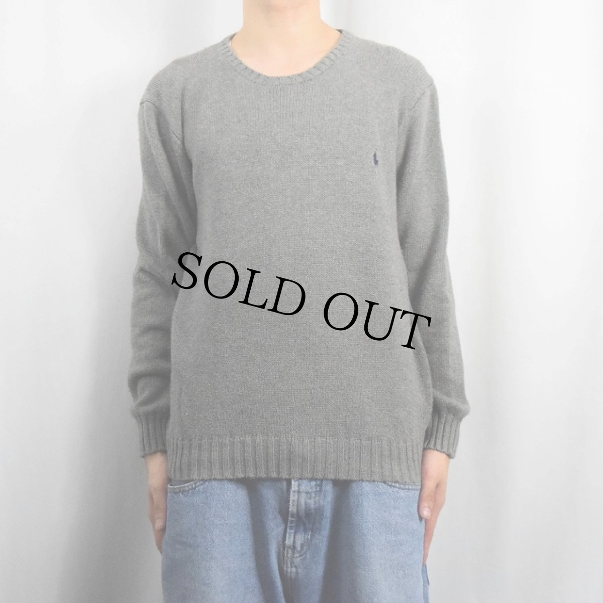 画像2: POLO Ralph Lauren ロゴ刺繍 コットンニットセーター M (2)