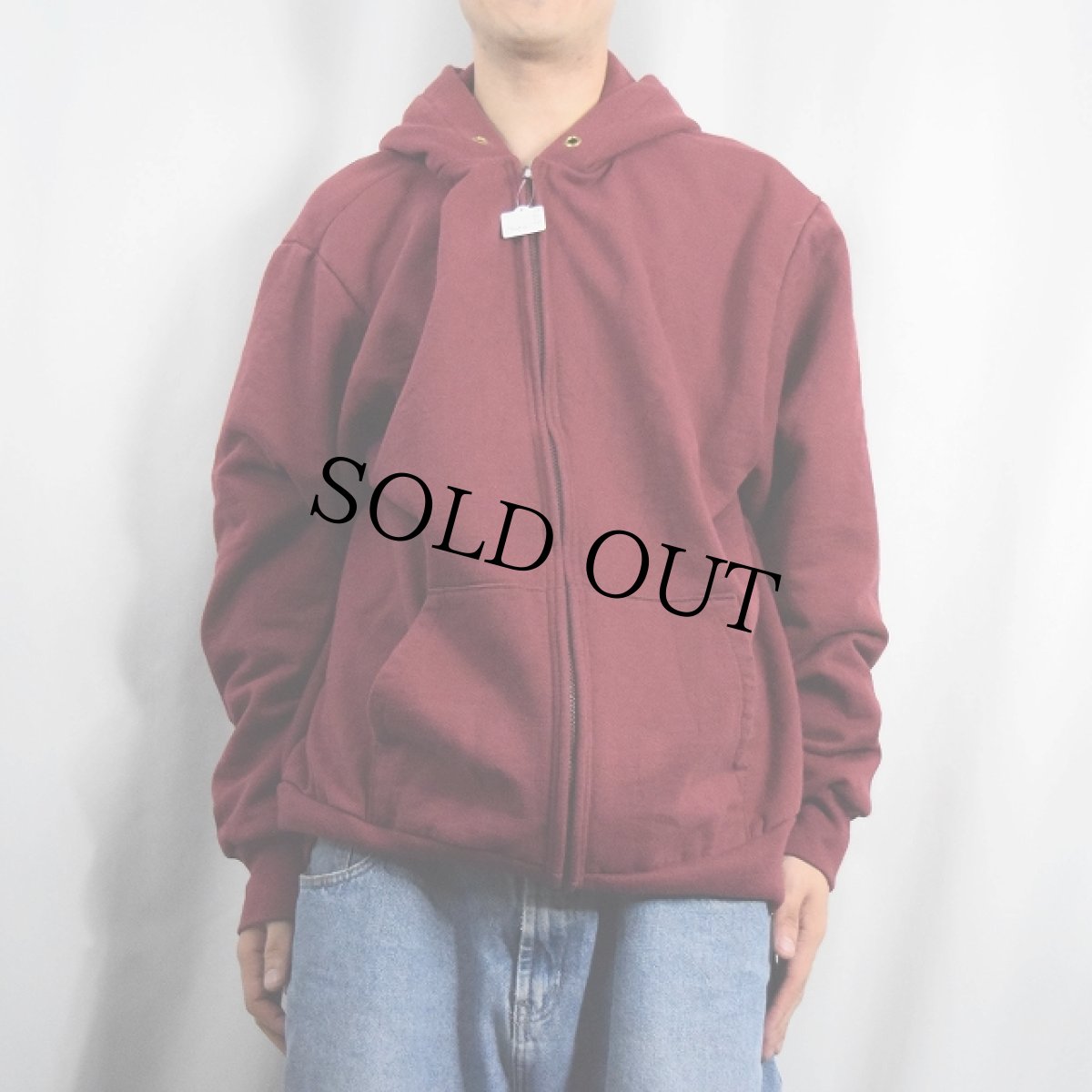 画像2: 90's CANMBER USA製 裏サーマル プリント スウェットジップパーカー XL (2)