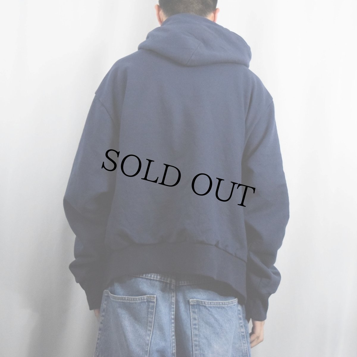 画像3: 90's CANMBER USA製 裏サーマル プリント スウェットジップパーカー NAVY 3XL (3)