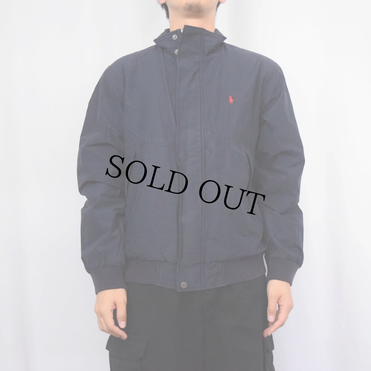 画像2: POLO Ralph Lauren ロゴ刺繍 コットン×ナイロンジャケット NAVY S (2)