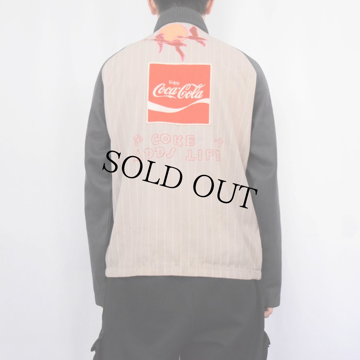 画像4: 70's Unitog USA製 "Coca-Cola" ストライプ柄 ハンドペイント ワークジャケット SIZE42 (4)