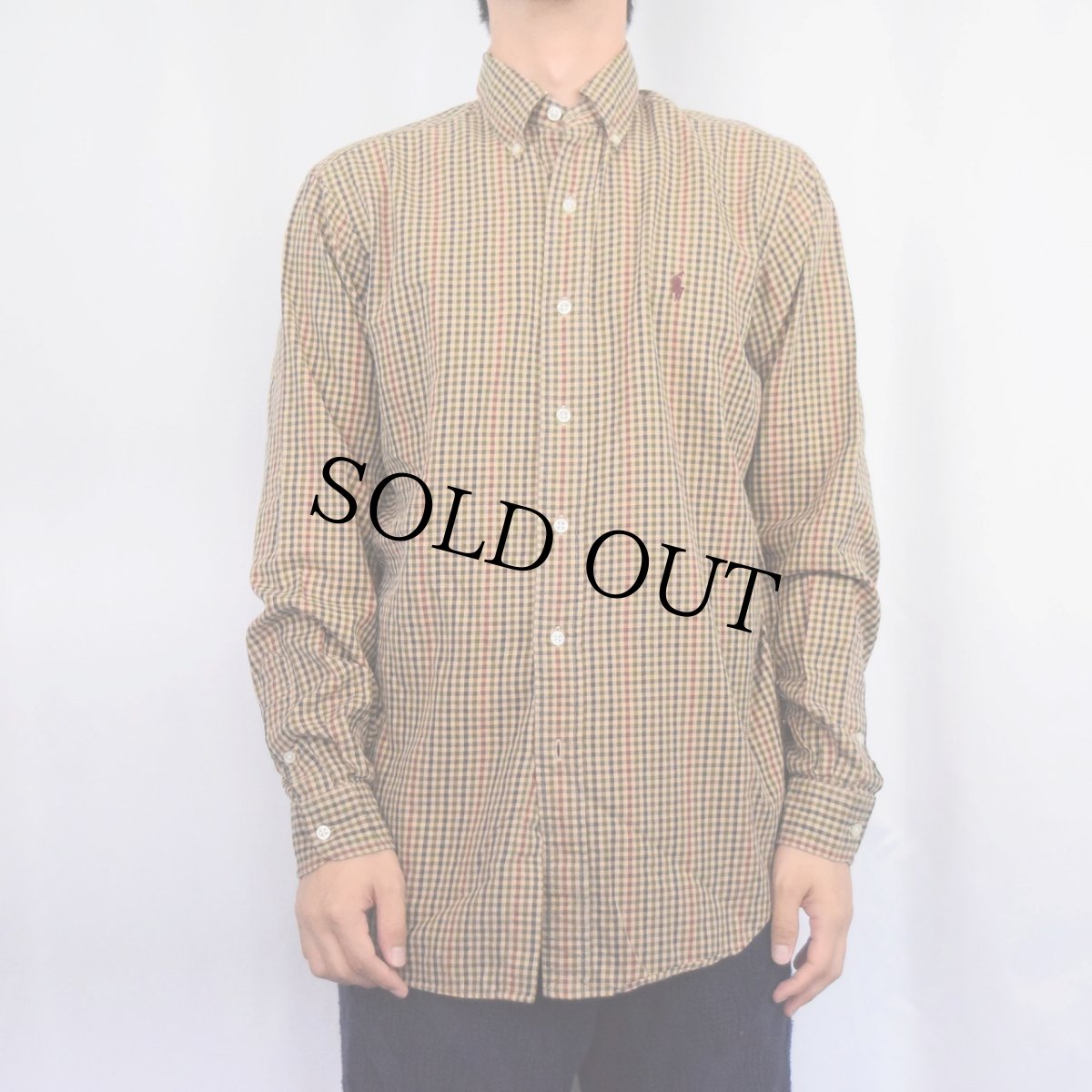 画像2: Ralph Lauren "CLASSIC FIT" チェック柄 コットンボタンダウンシャツ M (2)