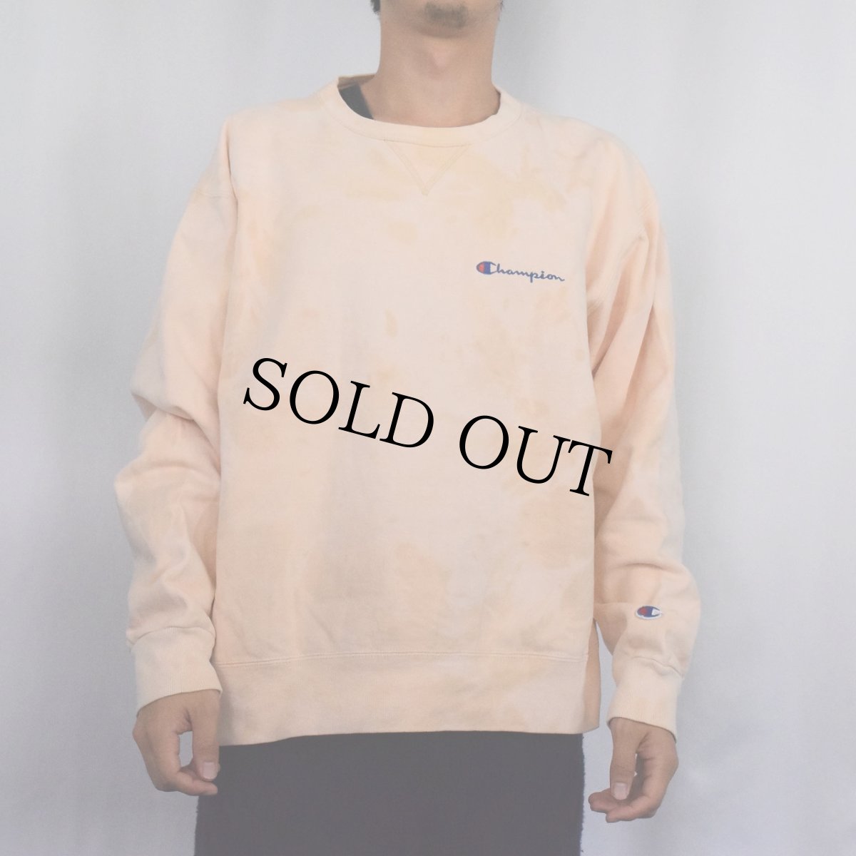 画像2: 90's Champion USA製 タイダイ 前V ロゴ刺繍スウェット XL (2)