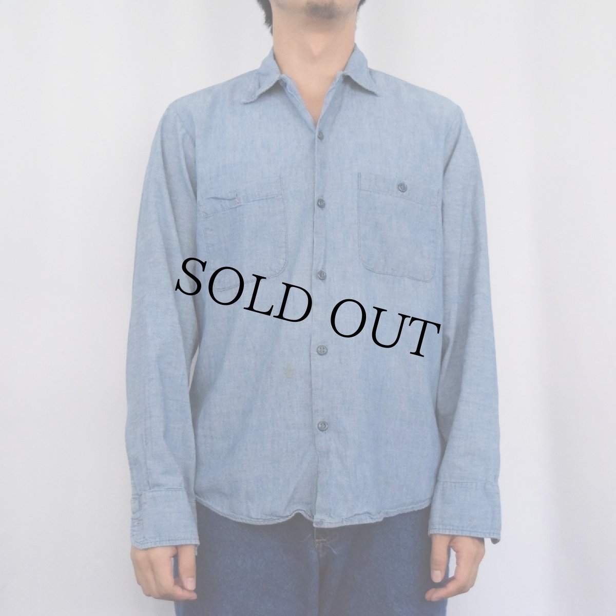 画像2: 60〜70's DUBBLE WARE シャンブレーシャツ (2)