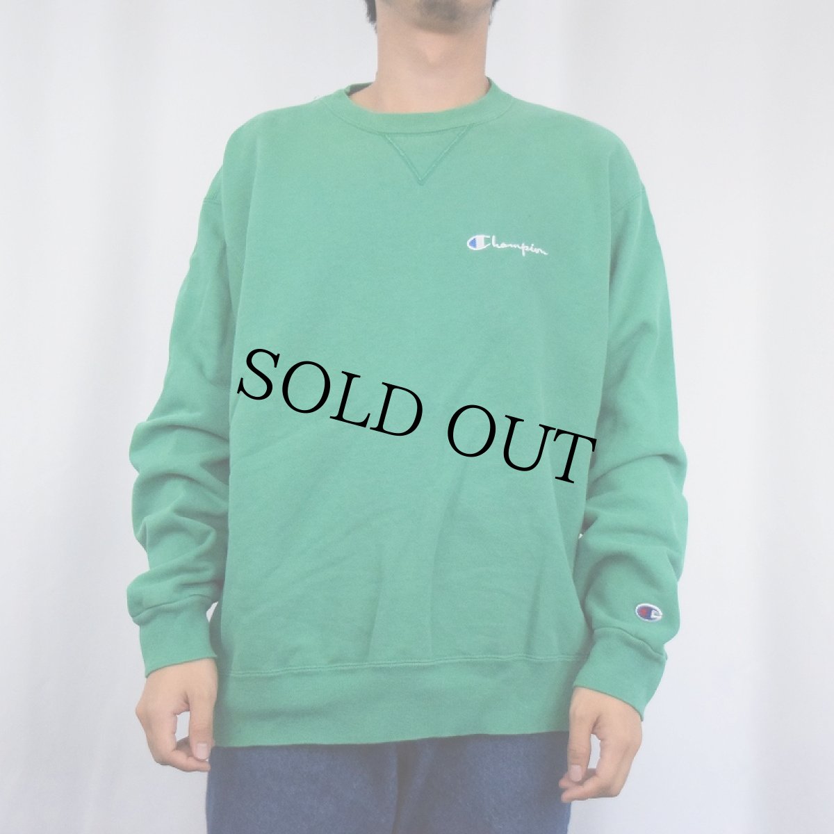 画像2: 90's Champion USA製 前V ロゴ刺繍スウェット XL (2)