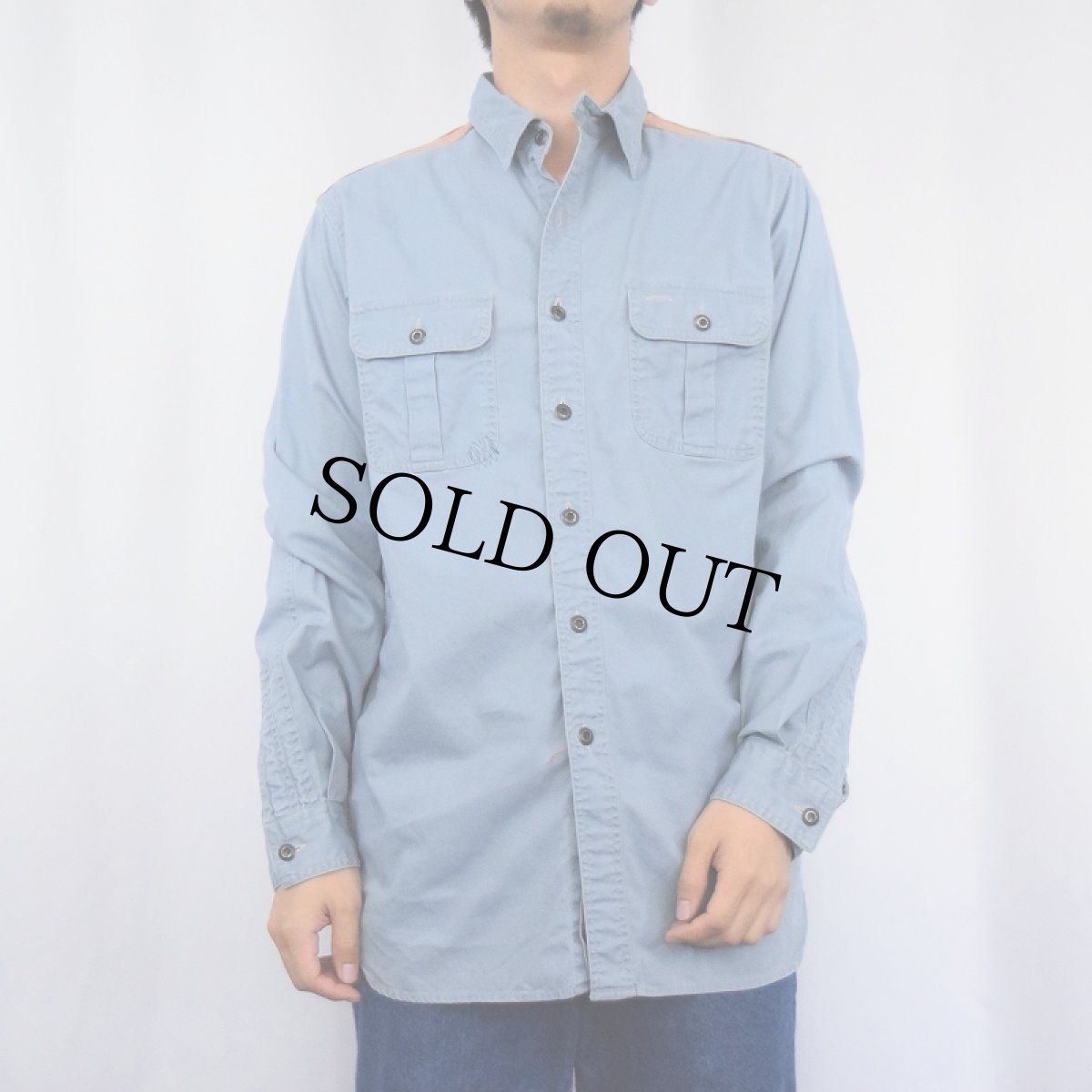 画像3: POLO Ralph Lauren ネイティブ柄切り替え チンスト&マチ付き コットンシャツ M (3)