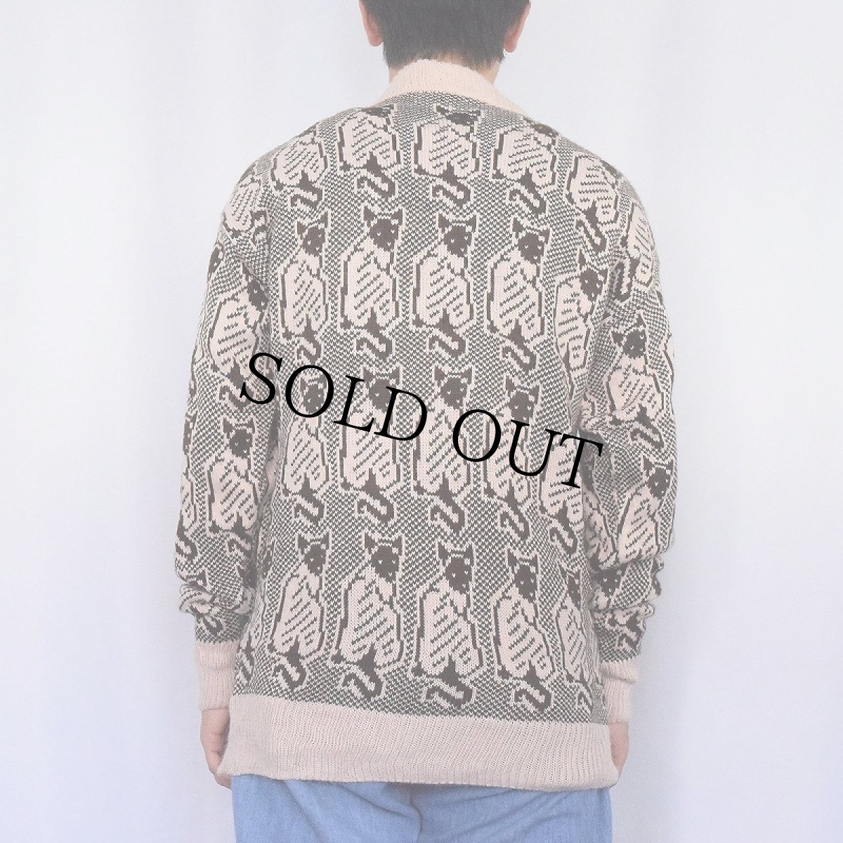 画像3: 猫柄 ジャガードニットセーター (3)