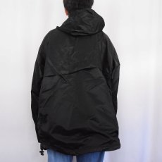 画像3: 90's〜 NIKE ロゴ刺繍 ナイロンアノラックパーカー BLACK XL (3)