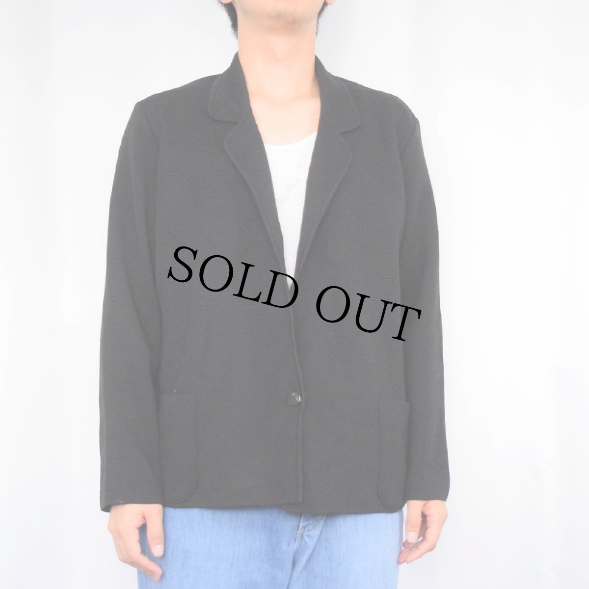 画像2: Poster ITALY製 ウールニットジャケット BLACK SIZE50 (2)