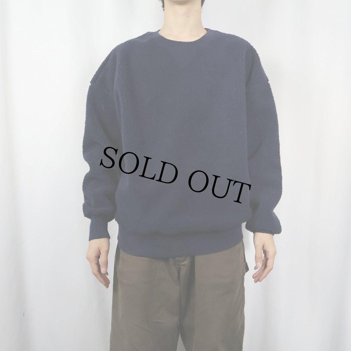 画像2: GAP 前V フリーススウェット NAVY L (2)