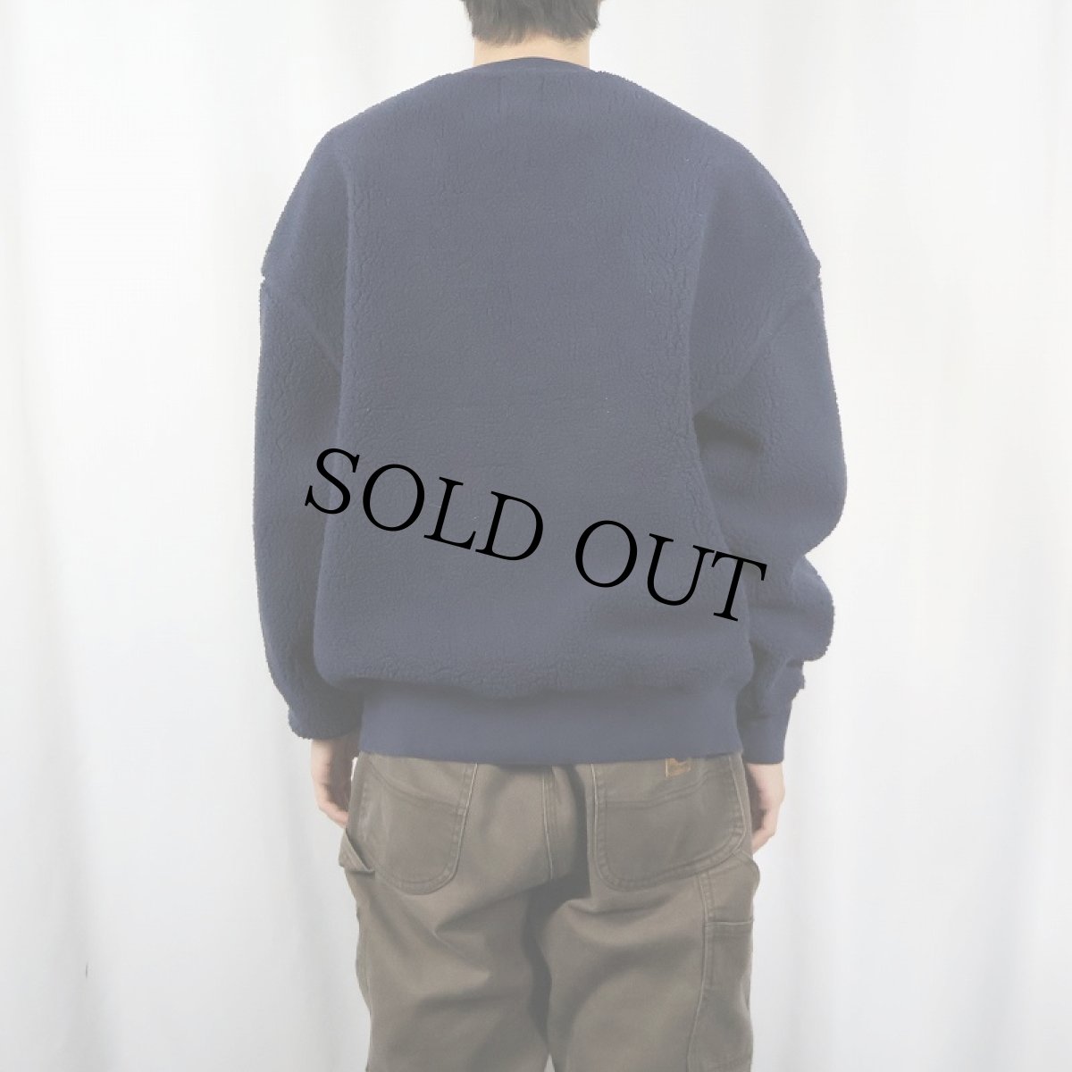 画像3: GAP 前V フリーススウェット NAVY L (3)