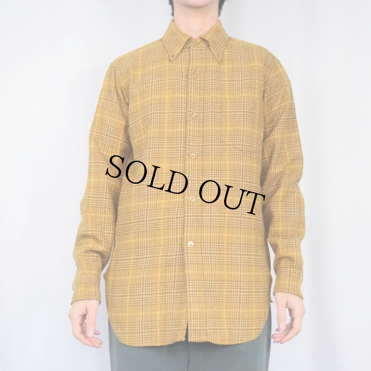 画像2: 60's PENDLETON チェック柄 3点留め ウールシャツ M (2)