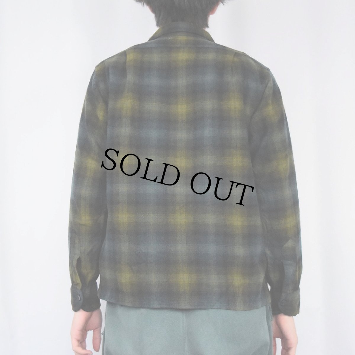 画像3: 60's PENDLETON オンブレーチェック柄 オープンカラーウールシャツ S (3)