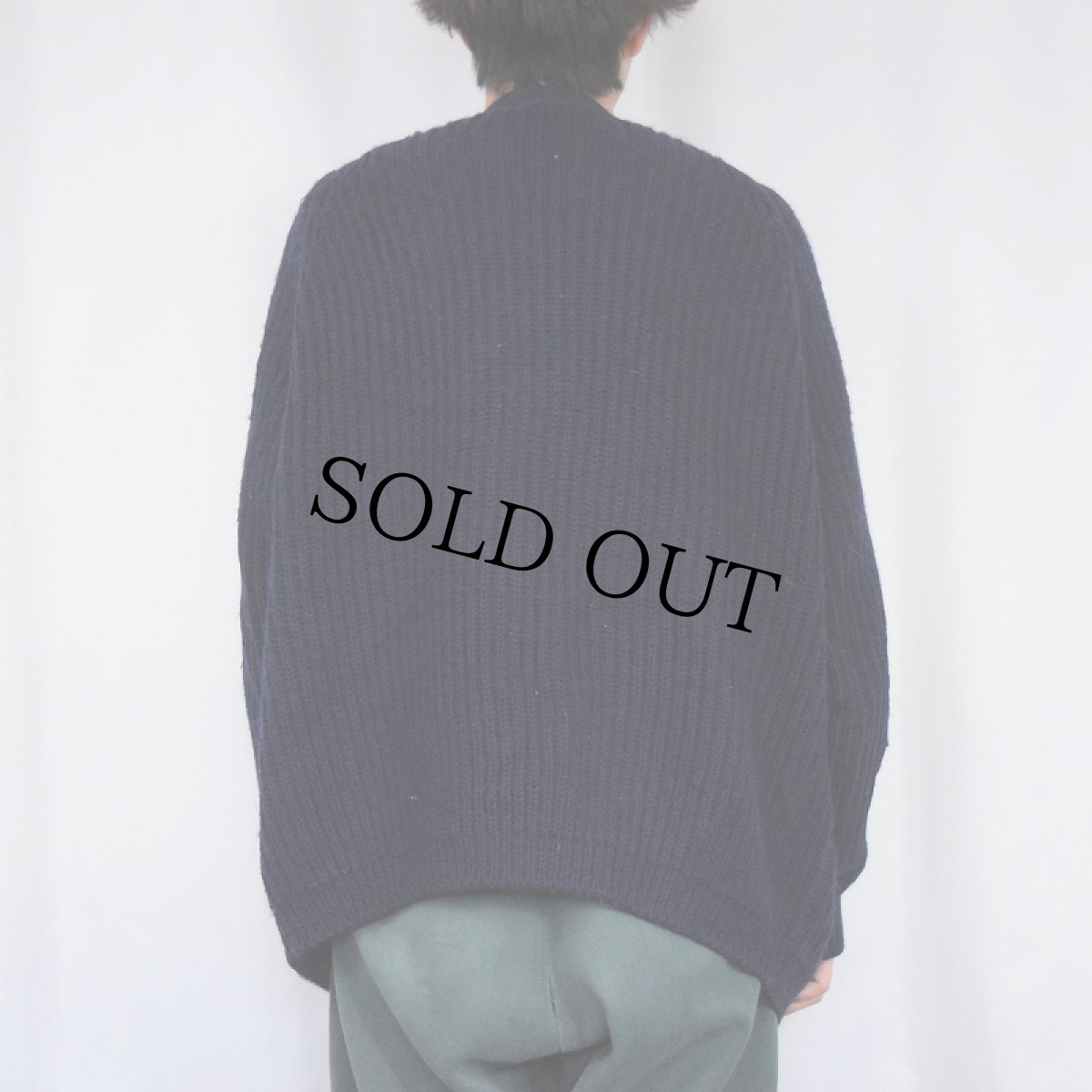 画像3: 〜80's Wool Overs ウールニットカーディガン NAVY (3)