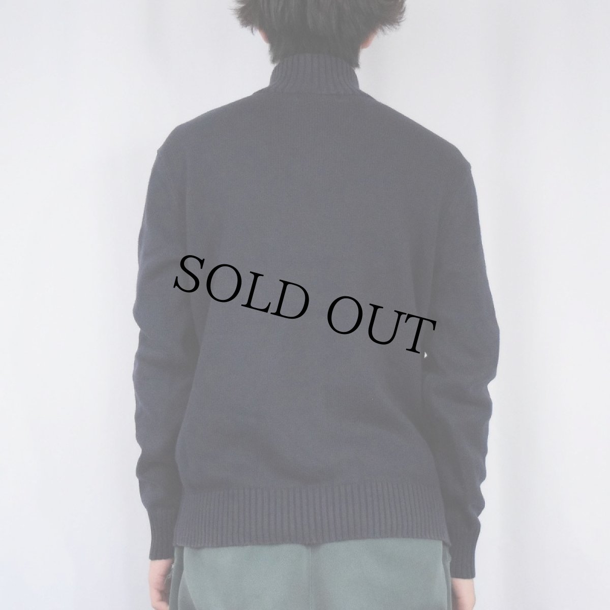 画像3: POLO Ralph Lauren ロゴ刺繍 ハイネック コットンニットセーター NAVY M (3)