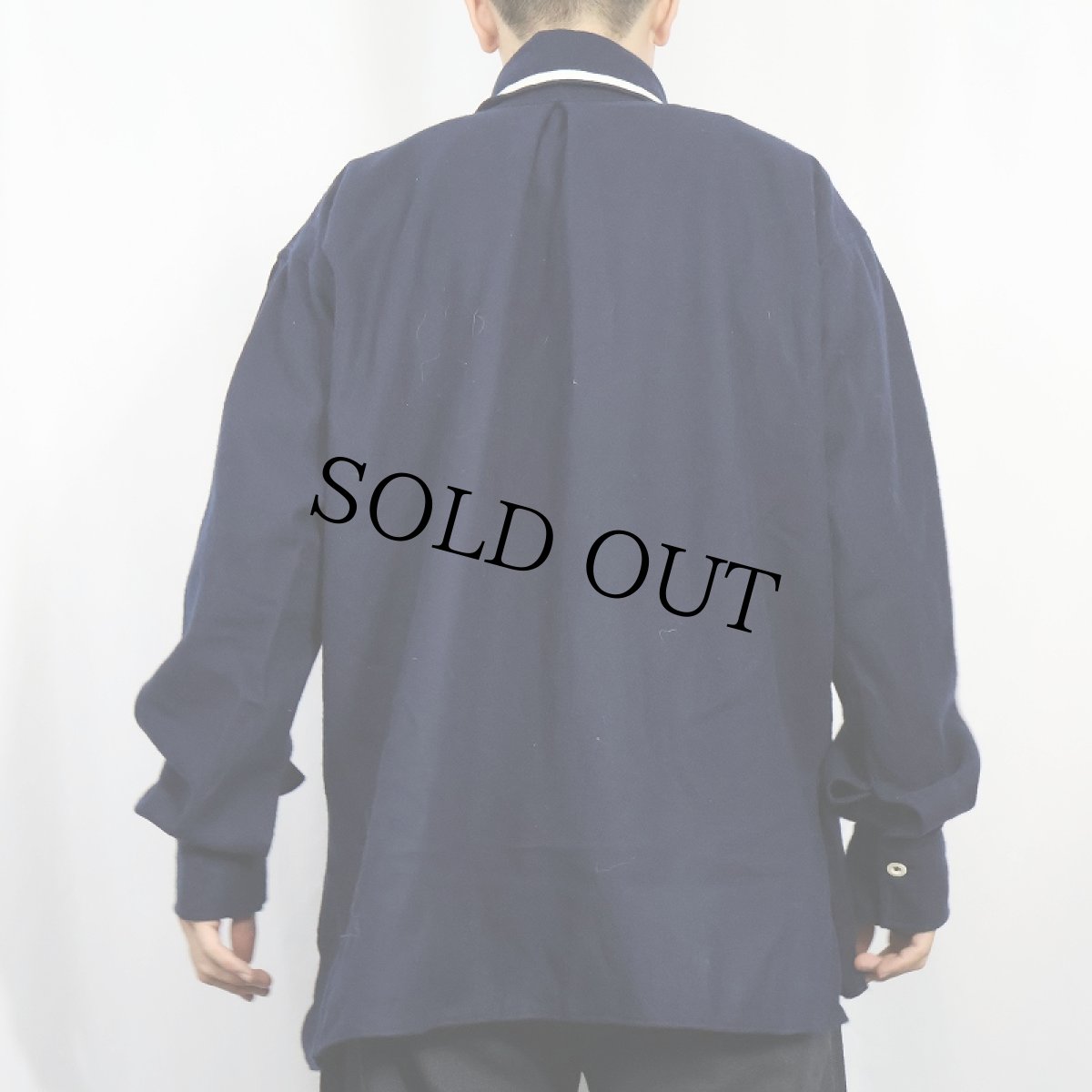 画像3: ハンドメイド ウールプルオーバーシャツジャケット NAVY (3)
