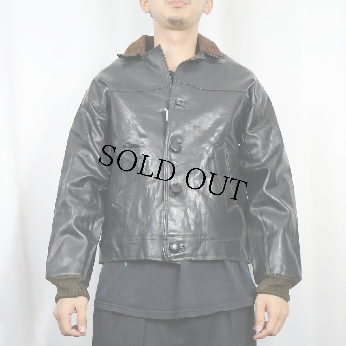 画像2: 〜80's Confezion Aviazion レザージャケット BLACK (2)