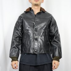 画像2: 〜80's Confezion Aviazion レザージャケット BLACK (2)