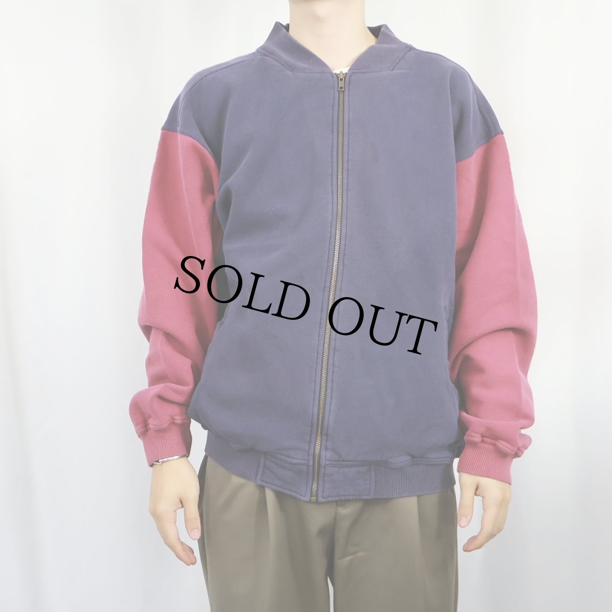 画像2: 90's〜 Eddie Bauer 2トーン スウェットジップジャケット M (2)