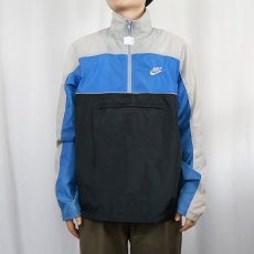 画像2: 80's NIKE 銀タグ ロゴ刺繍 切り替えデザイン ハーフジップ ナイロンプルオーバージャケット M (2)