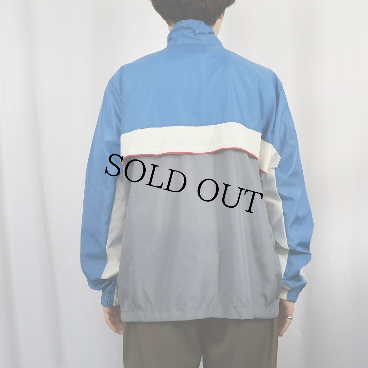 画像3: 80's NIKE 銀タグ ロゴ刺繍 切り替えデザイン ハーフジップ ナイロンプルオーバージャケット M (3)