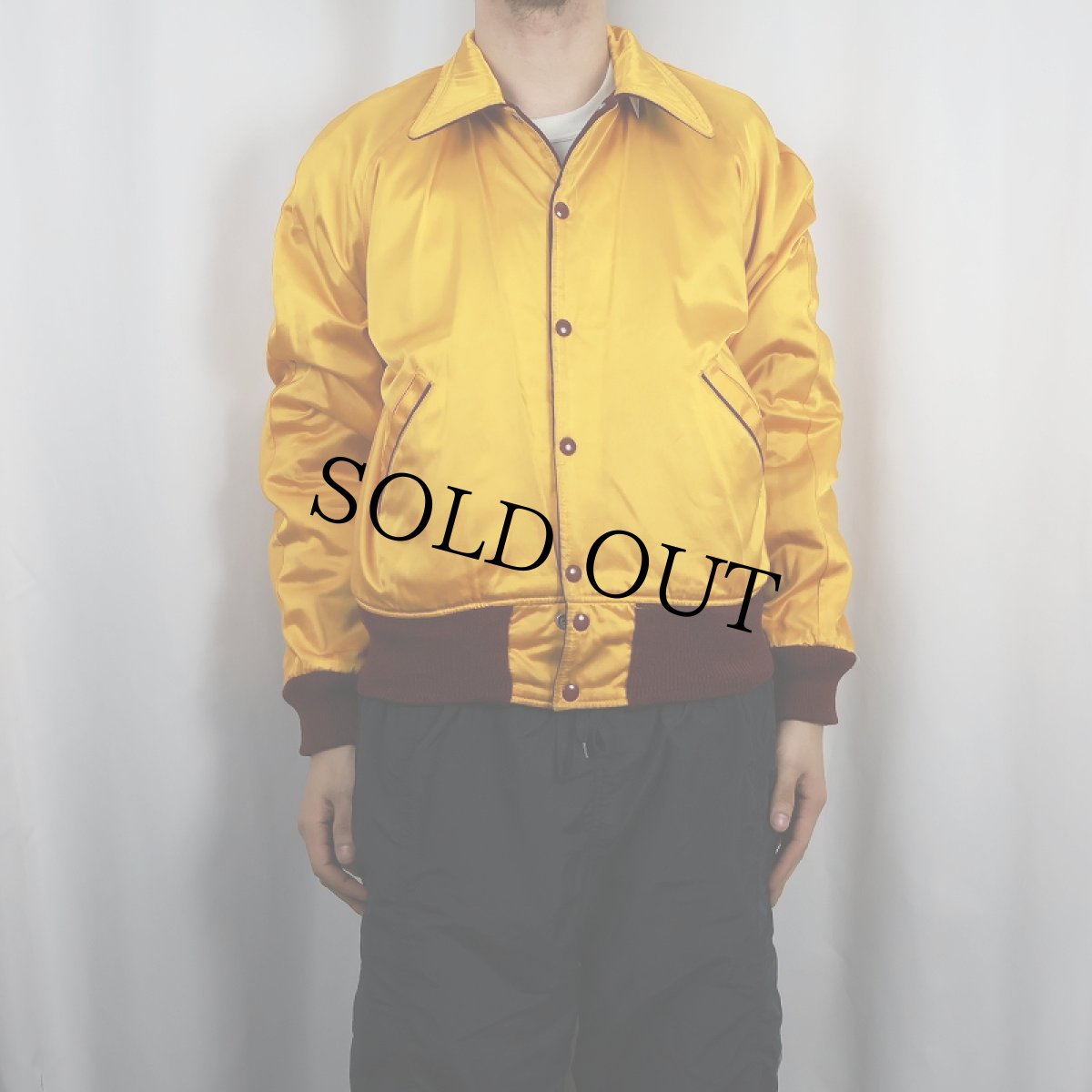 画像5: 50〜60's パッチ付き ウール×サテン リバーシブルスタジャン SIZE42 (5)