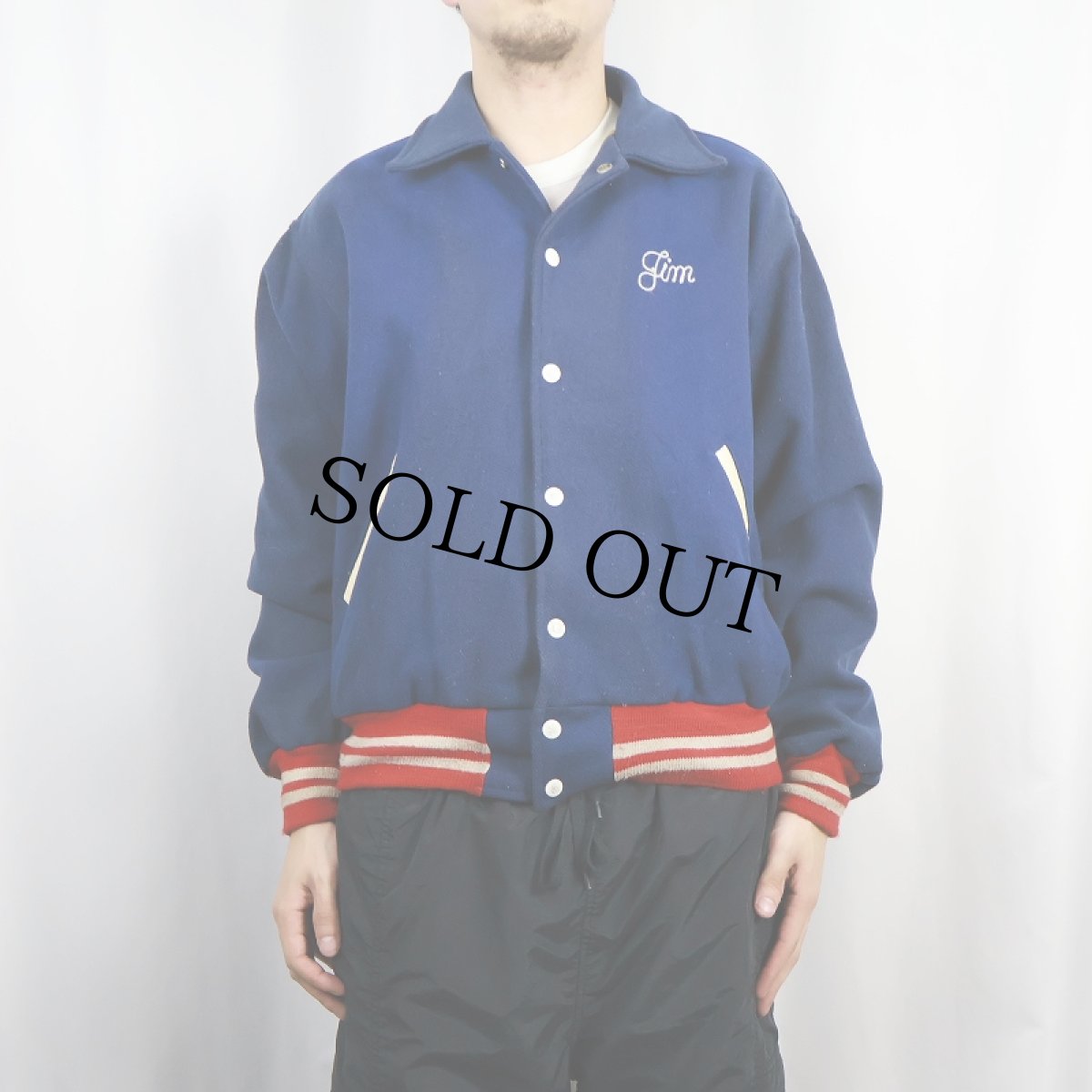 画像3: 60's MAPLE "HAMBURG HAWKS" チェーン刺繍 ウールスタジャン SIZE44 (3)