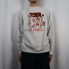 画像2: 90's USA製 "TIGER" イラストプリントラグランスウェット XXL (2)