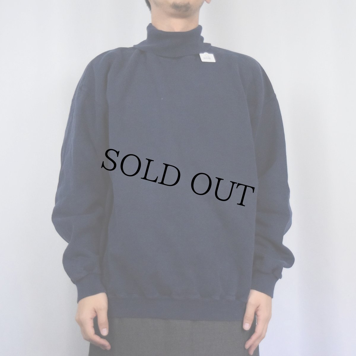 画像2: 90's TULTEX USA製 無地タートルネックスウェット NAVY L (2)