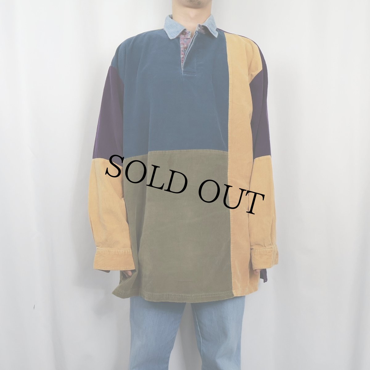 画像2: 80's NEW RIVER クレイジーパターン コーデュロイシャツ (2)