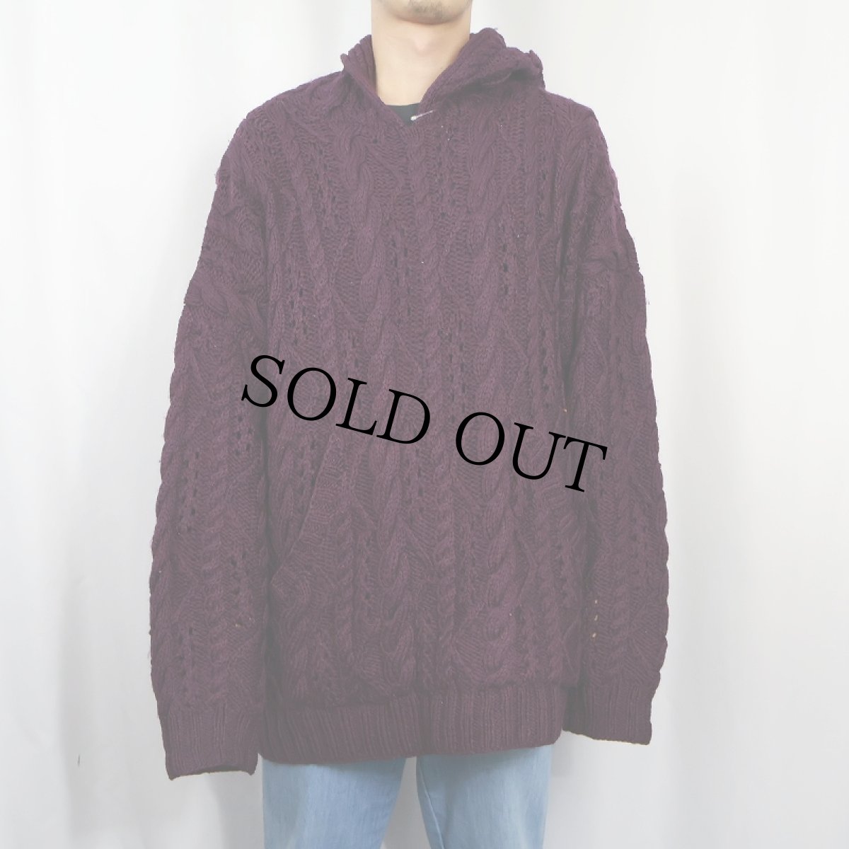 画像2: 〜90's IMPORTANTS BOSTON ウールアランニットパーカー M (2)