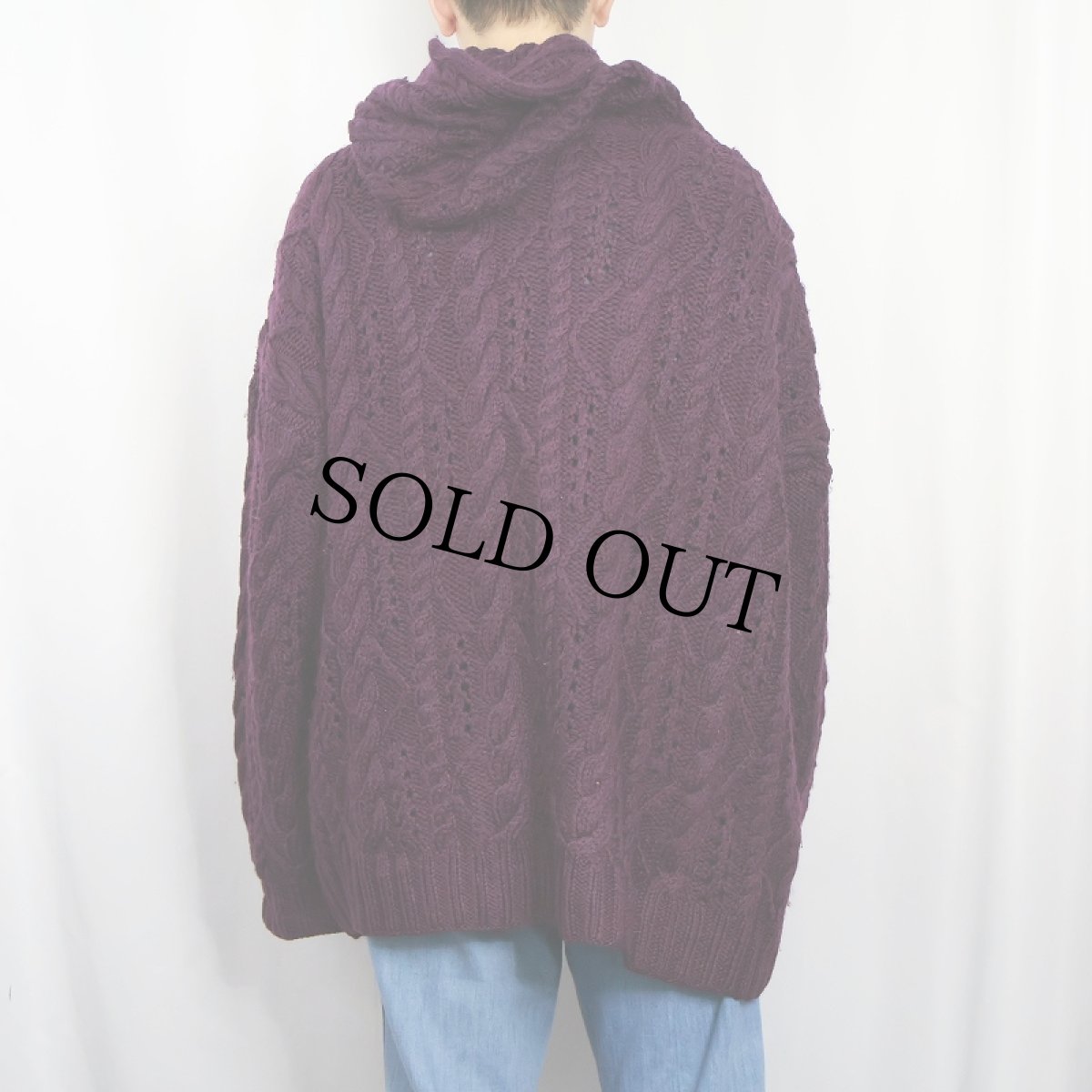 画像3: 〜90's IMPORTANTS BOSTON ウールアランニットパーカー M (3)