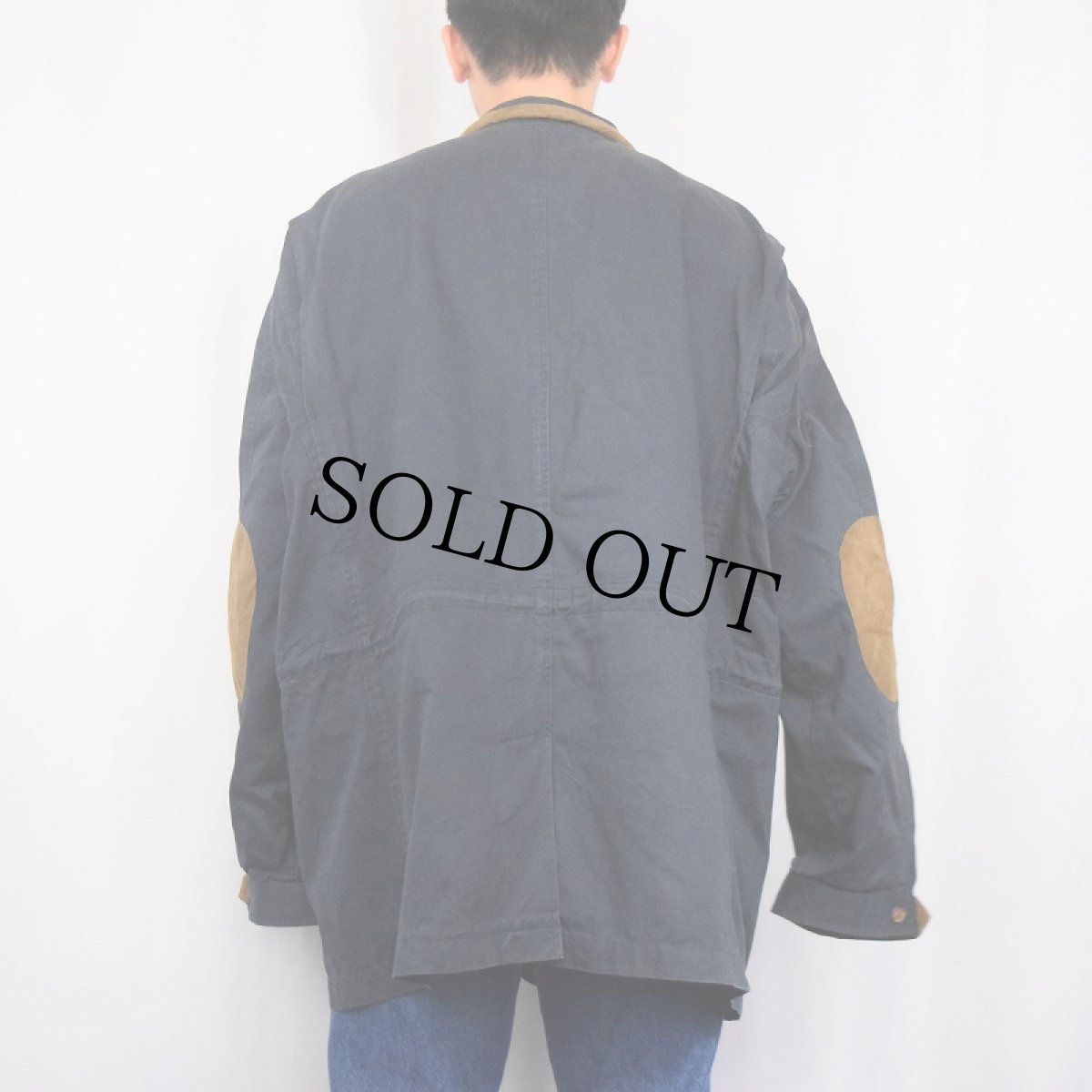 画像3: ORVIS エルボーパッチ付き コットンハンティングジャケット NAVY XXL (3)