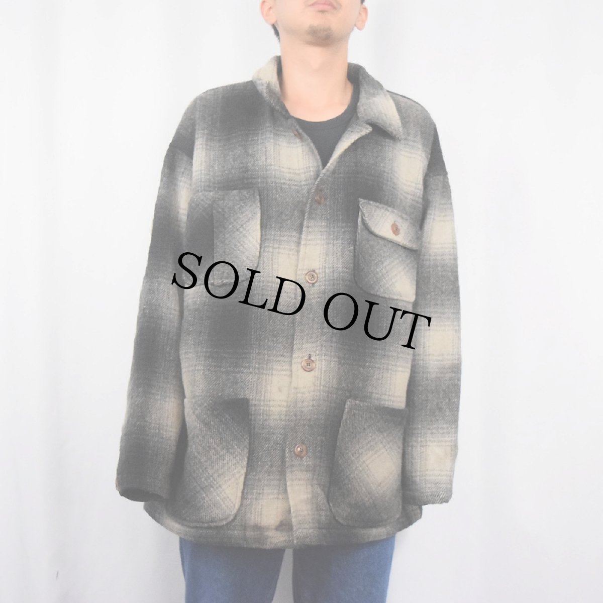 画像2: URBAN EQUIPMENT オンブレーチェック柄 ウールジャケット L (2)