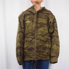 画像2: Columbia カモ柄 エルボーパッチ付き ウールジップパーカー L (2)