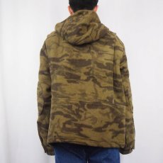 画像3: Columbia カモ柄 エルボーパッチ付き ウールジップパーカー L (3)