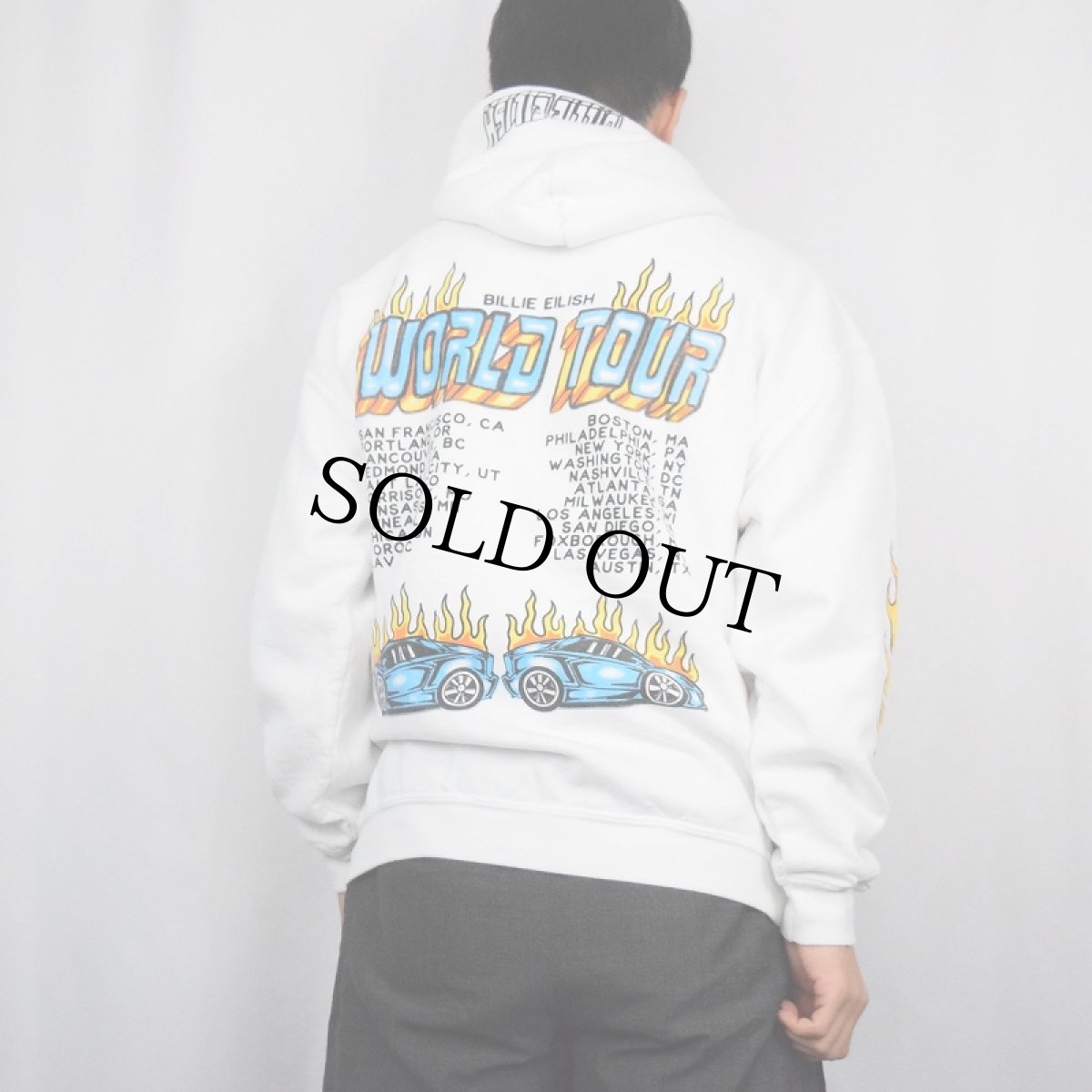 画像4: Billie Eilish "WORLD TOUR" ミュージシャンツアースウェットフーディー L (4)