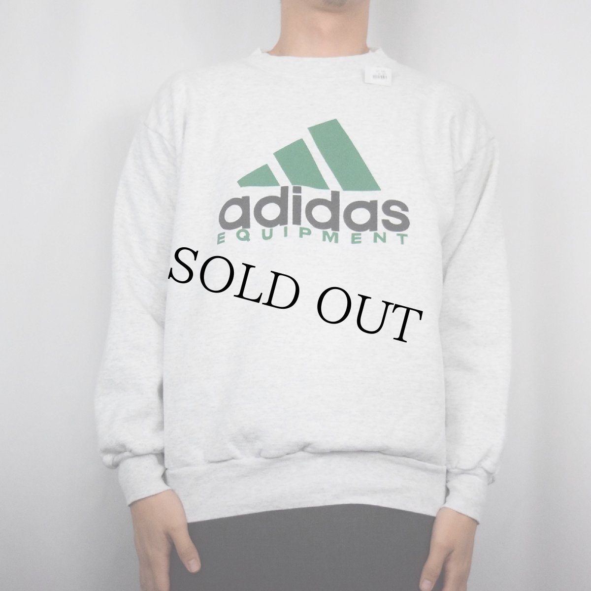 画像2: 90's ブート adidas EQUIPMENT USA製 ロゴプリントスウェット L (2)