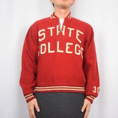 画像2: 40〜50's LOWE&CAMPBELL "STATE COLLEGE" ハーフジップ ウールスタジャン SIZE38 (2)