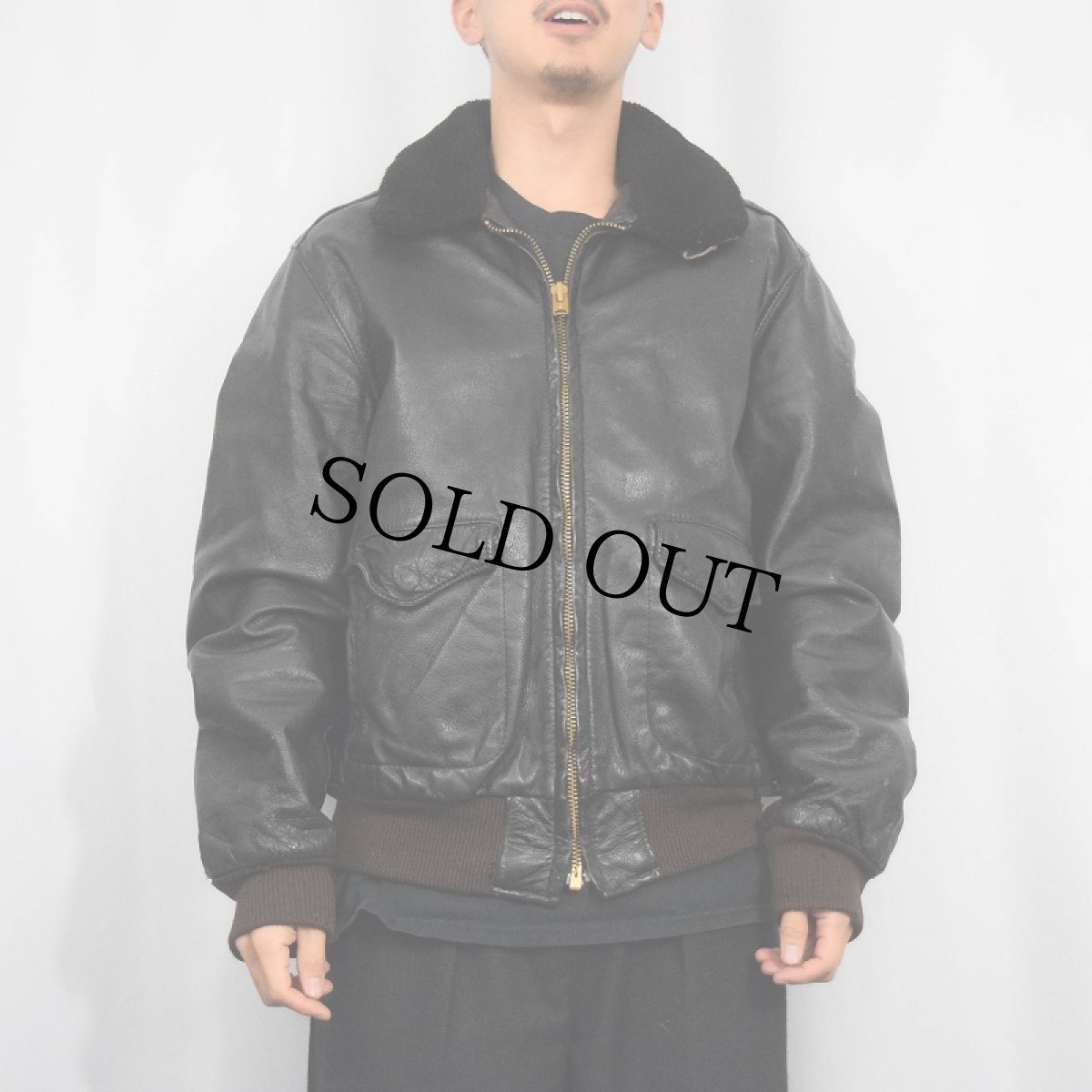 画像2: 80〜90's L.L.Bean "G-1 TYPE" 襟ボア レザージャケット SIZE46 (2)