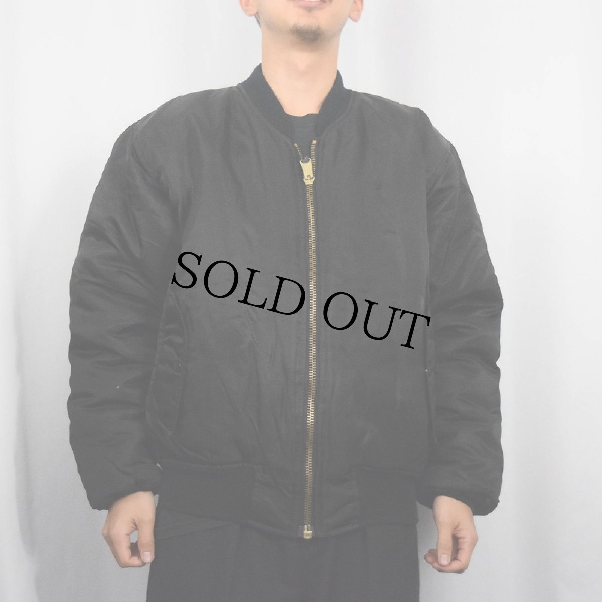 画像4: TRU-SPEC "MA-1 TYPE" ワッペン付き ナイロンジャケット BLACK L (4)