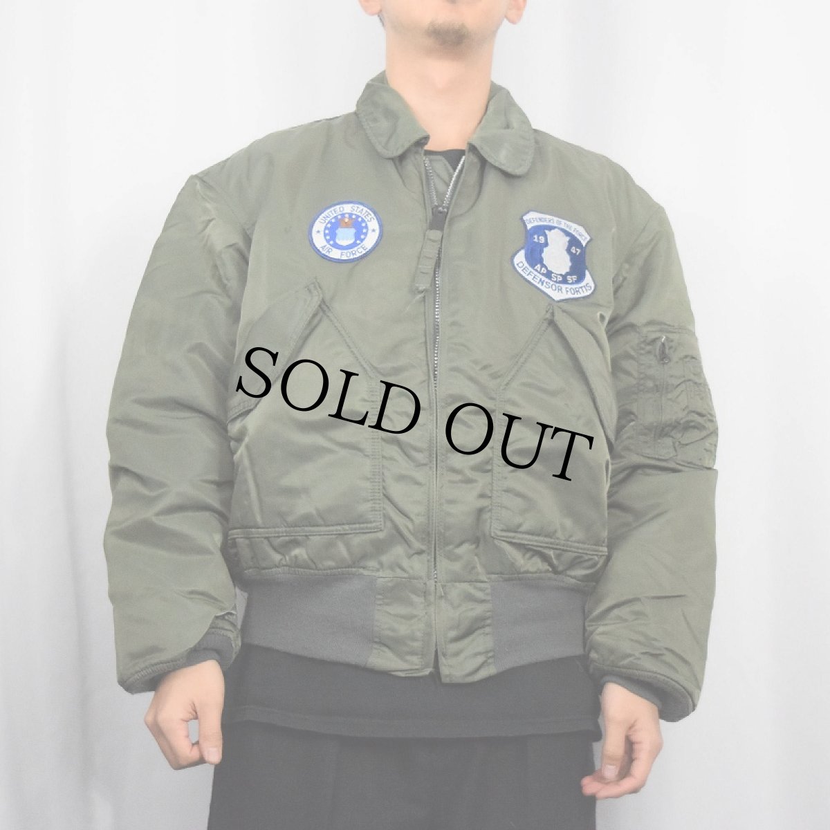 画像2: 民間品 ALPHA INDUSTRIES CWU-45/P パッチ付き フライトジャケット LARGE (2)