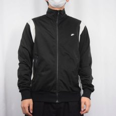 画像2: 90's NIKE 銀タグ ロゴ刺繍 トラックジャケット BLACK L (2)
