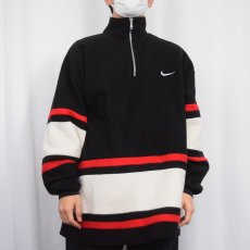 画像2: 90〜2000's NIKE ロゴ刺繍 ハーフジップ フリースジャケット (2)