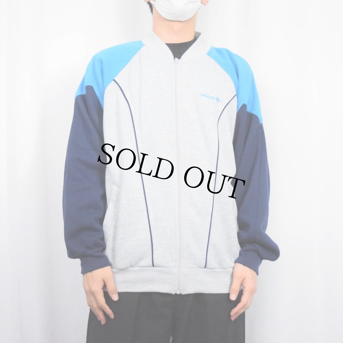 画像2: 80's adidas ロゴ刺繍 スウェットジップジャケット (2)