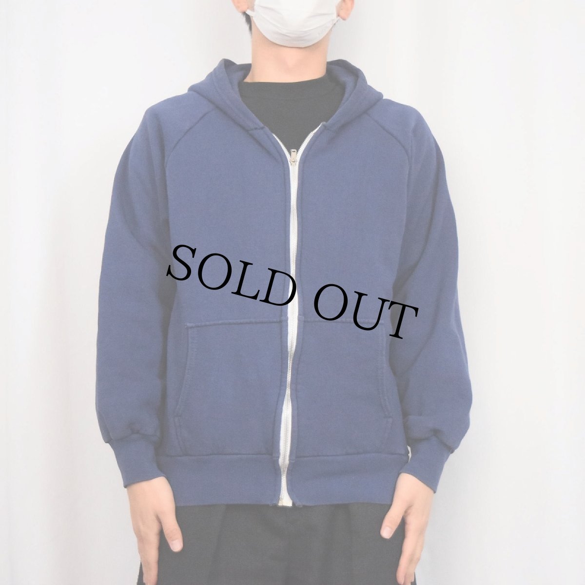 画像2: 80's BIG YANK 裏サーマル スウェットジップパーカー NAVY (2)