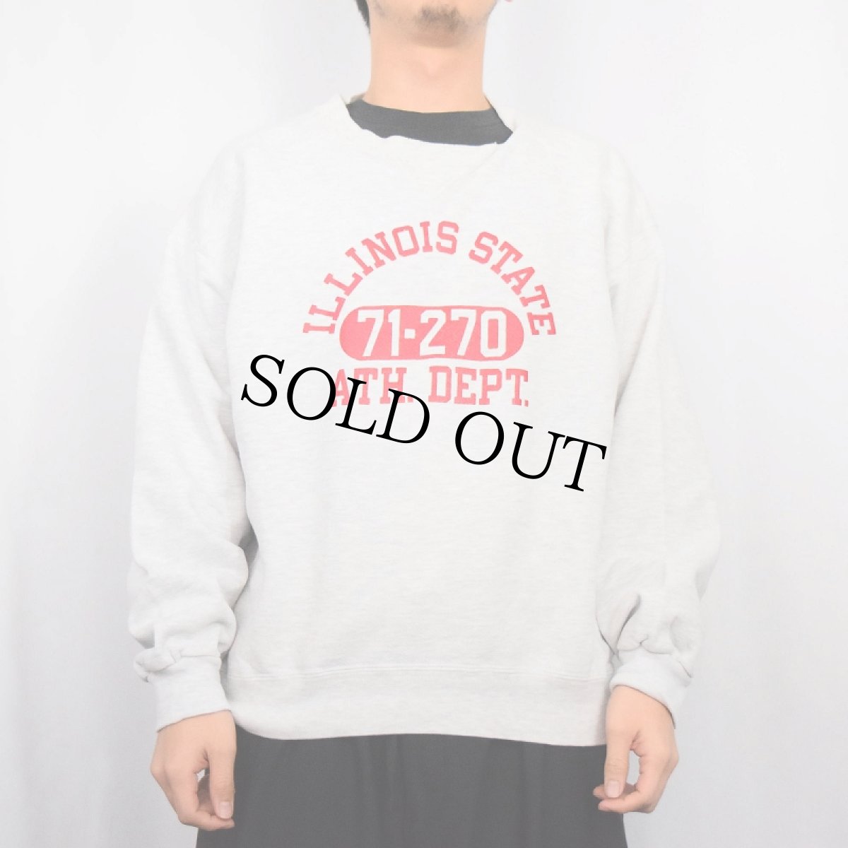 画像2: 90's RUSSELL ATHLETIC USA製 HIGH COTTON "ILLINOIS STATE ATH. DEPT." 前V プリントスウェット L (2)
