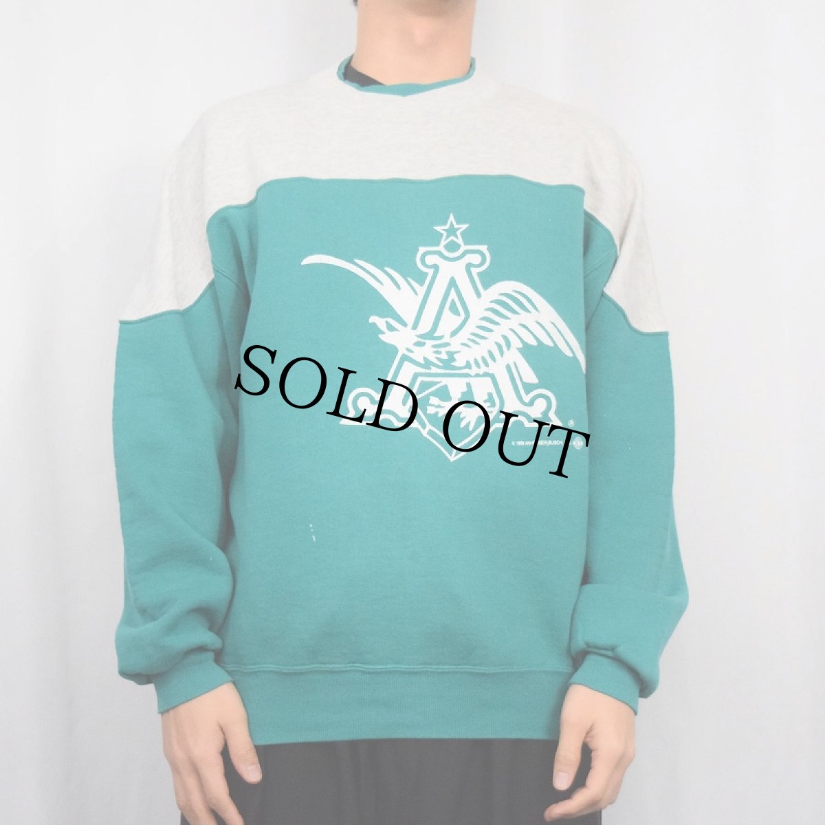 画像2: 90's RUSSELL ATHLETIC USA製 2トーン プリントスウェット XL (2)